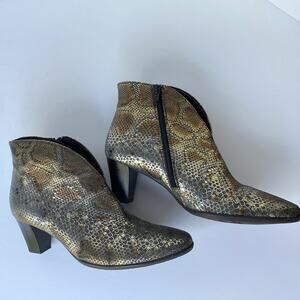 ARA Luftpolster 7 booties fall ankle boots winter heeled RARE Snakeskin metal